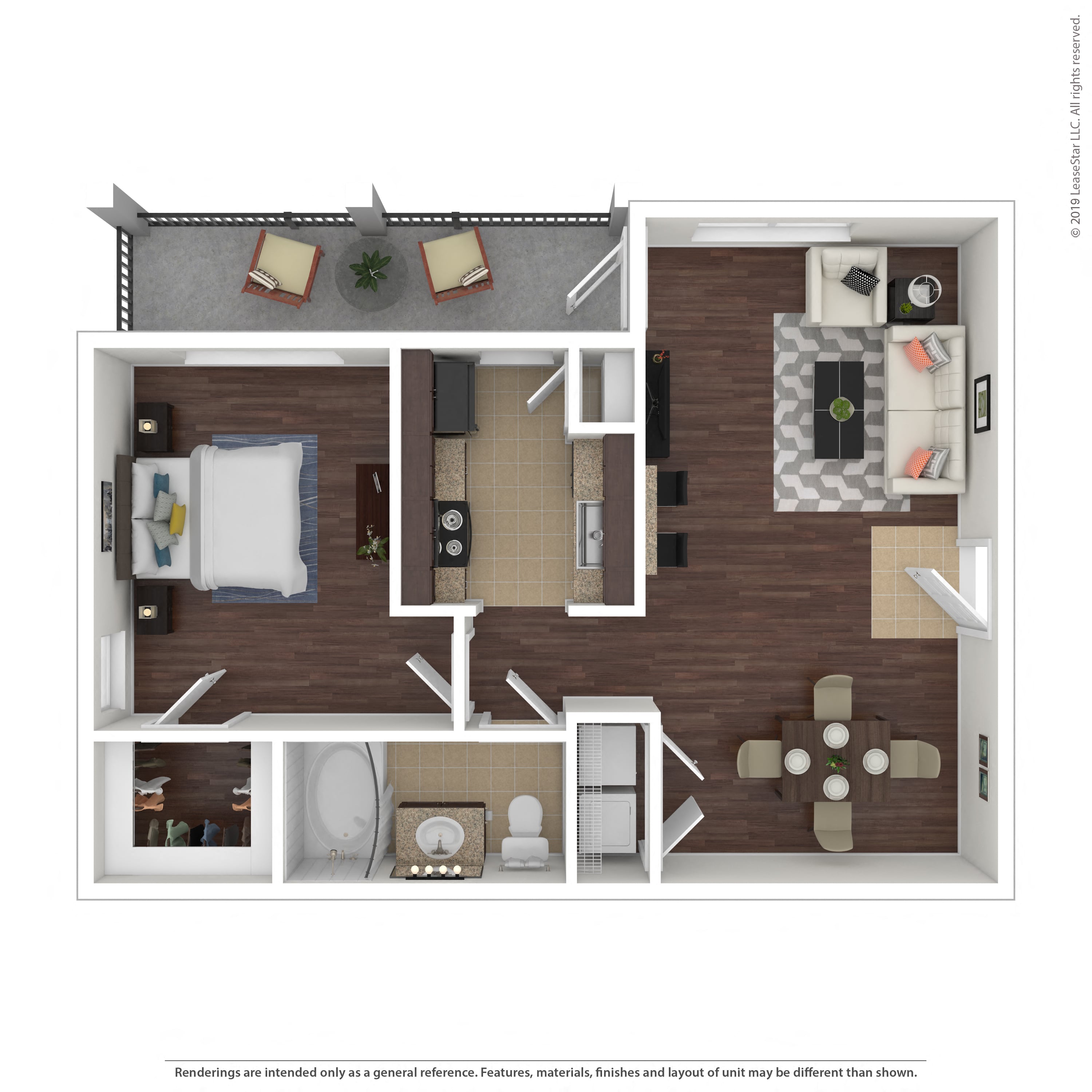 Floor plan layout diagram for 1B